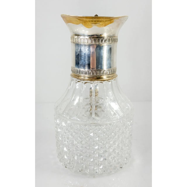Traditional Vintage Pressed Glass and Silverplate Pitcher Decanter For Sale - Image 3 of 8