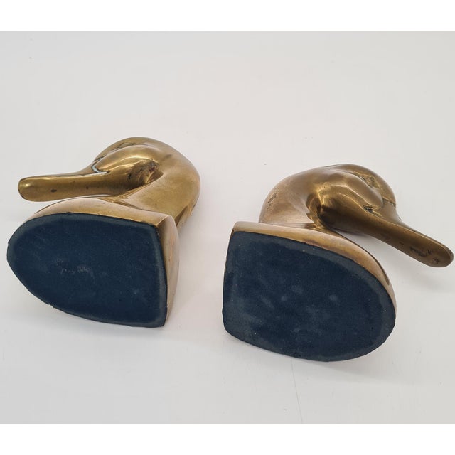 Vintage Duck-Shaped Bookends in Brass, 1970s, Set of 2 For Sale - Image 6 of 8