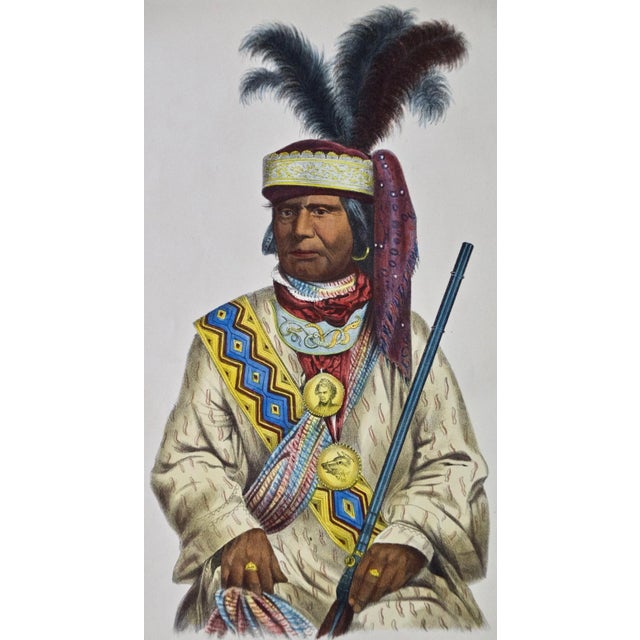 Portraiture Billy Bowlegs, Seminole Chief: Original McKenney & Hall Hand-Colored Lithograph, 1865, Framed For Sale - Image 3 of 7