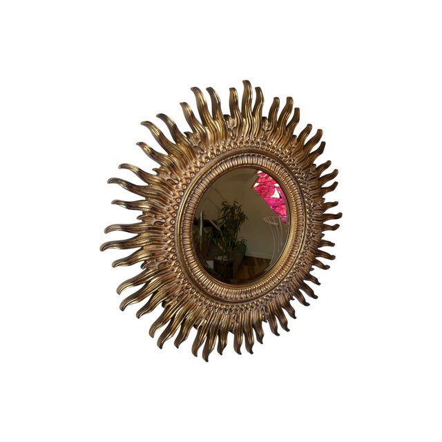 Labarge Vintage Mid Century Modern Large Sunburst Sun Labarge Wall Art Mirror Gold Gilt Hollywood Regency 1970s MCM For Sale - Image 4 of 7