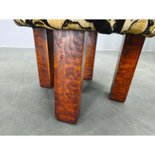 Black Art Deco Round Stool, Former Czechoslovakia, 1930s For Sale - Image 8 of 10