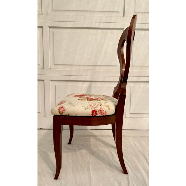 Vintage Italian Biedermeier Style Walnut Side Chair With Sculptural Heart Back For Sale - Image 11 of 14