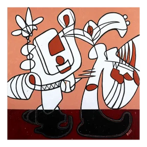 Maroon Toon - Abstract Large Organic Shape Original Artwork on Canvas by Rue Bootay