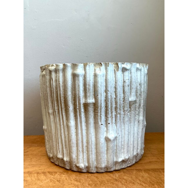 Vintage Faux Bamboo White Ceramic Pot For Sale - Image 12 of 12