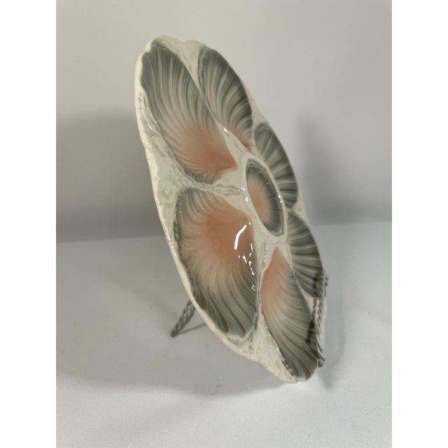 1920s 1920s French Majolica Sarreguemines Oyster Plate For Sale - Image 5 of 10