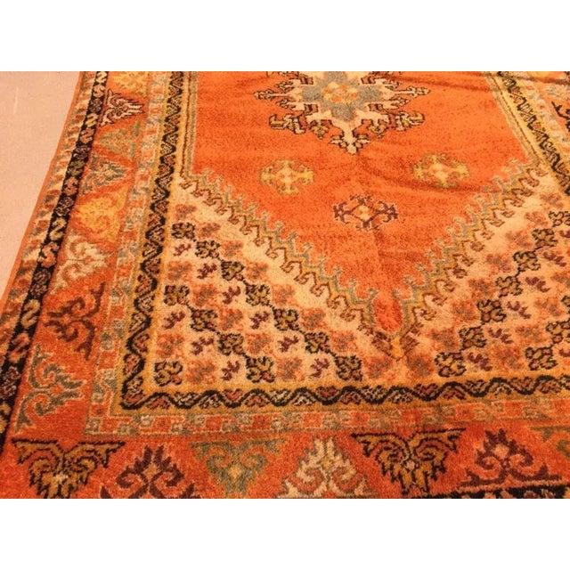 Tribal 1960s Moroccan Vintage Orange Color Tribal African Pile Rug For Sale - Image 3 of 12