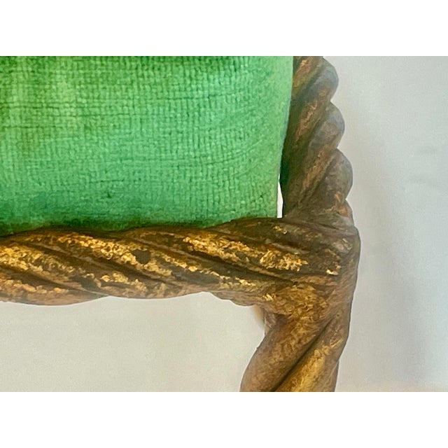 1950s Italian Hollywood Regency Rope & Tassel Gilt Metal Stool For Sale - Image 13 of 17
