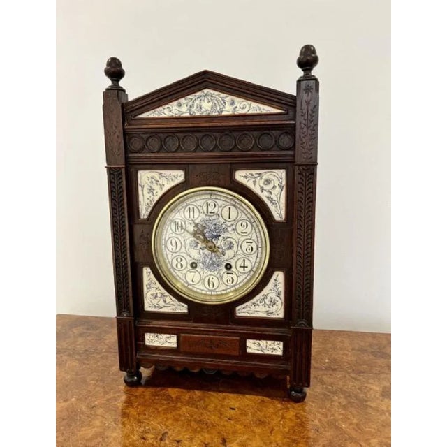 Metal Victorian Ebonies Aesthetic Movement Mantle Clock, 1880s For Sale - Image 7 of 8