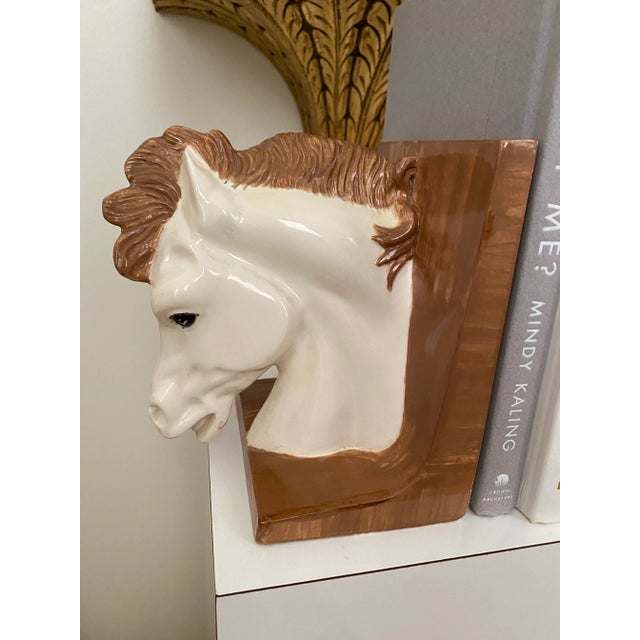 Ceramic Vintage Ralph Lauren Manner Ceramic Horse Equestrian Bookends- Set of 2 For Sale - Image 7 of 7