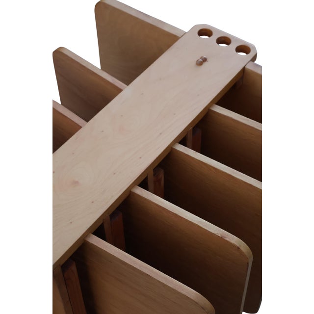 20th Century MCM Handcrafted Blonde Wood Magazine Tree For Sale - Image 11 of 18