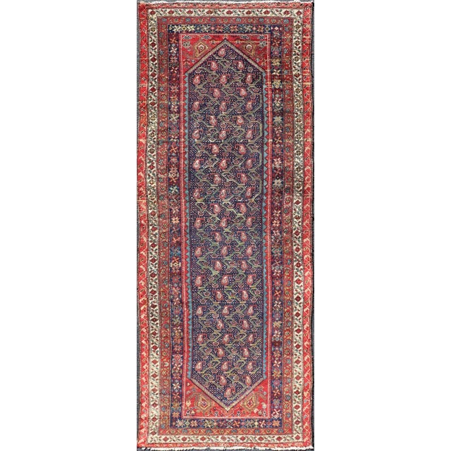 Antique Persian Malayer Runner With Sub-Geometric All-Over Design in Multicolors For Sale - Image 13 of 13