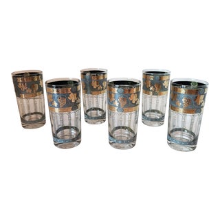 1950's Cera Golden Grapes Glass Tumblers- Set of 6 For Sale