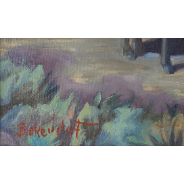 1920s Early 20th Century "The Prospector at Dusk" Donkey with Landscape Oil Painting by George Sanders Bickerstaff, Framed For Sale - Image 5 of 6