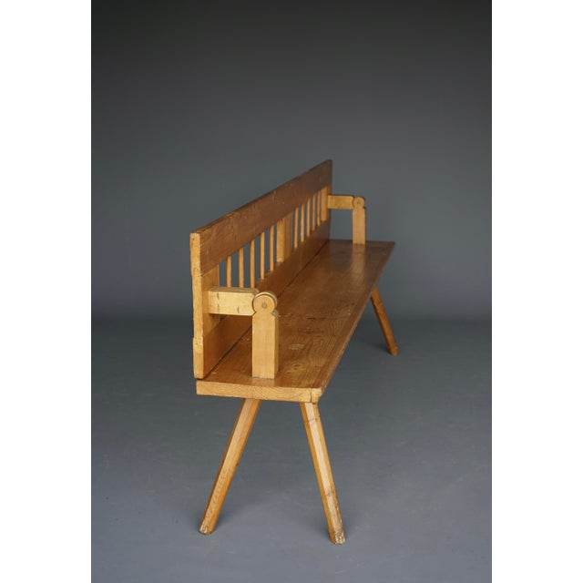 Wood Antique Scandinavian Pine Bench with Turnable Backrest, 1890s For Sale - Image 7 of 14