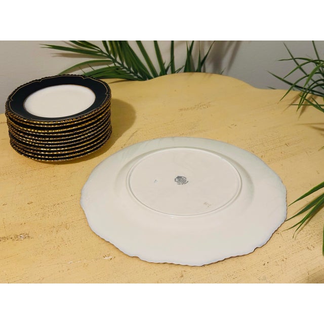 1950s Royal Worcester English Porcelain Dinnerware Navy Blue & Gold Encrusted Set for 12 - 72 Pieces For Sale In Miami - Image 6 of 12