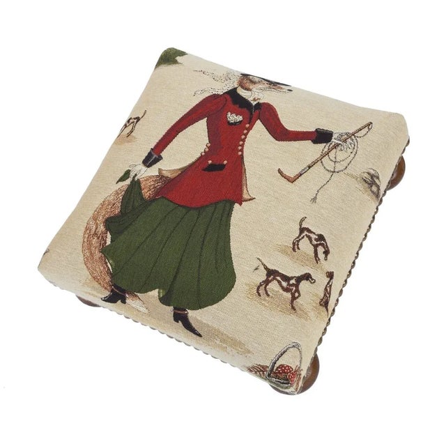 English 00 Lady Fenella Fox Tapestry Footstool For Sale - Image 3 of 3