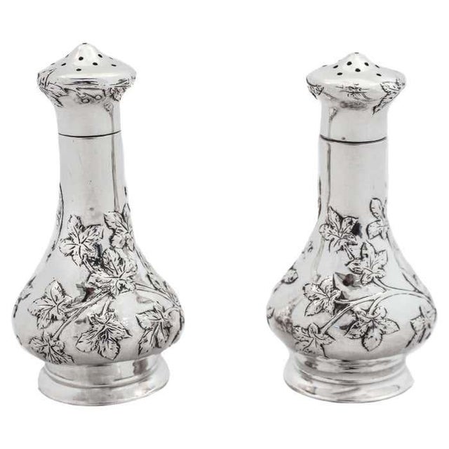 Silver Sterling Silver Art Nouveau Salt Shakers - A Pair For Sale - Image 8 of 8