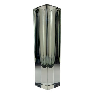 Sommerso Gray Murano Glass Vase, 1970s For Sale