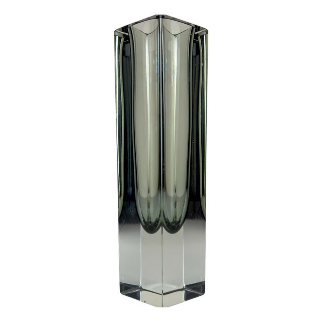 Sommerso Gray Murano Glass Vase, 1970s For Sale