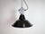 Industrial black enamel pendant lamp made by Elektrosvit in former Czechoslovakia during the 1960s . White enamel inside...