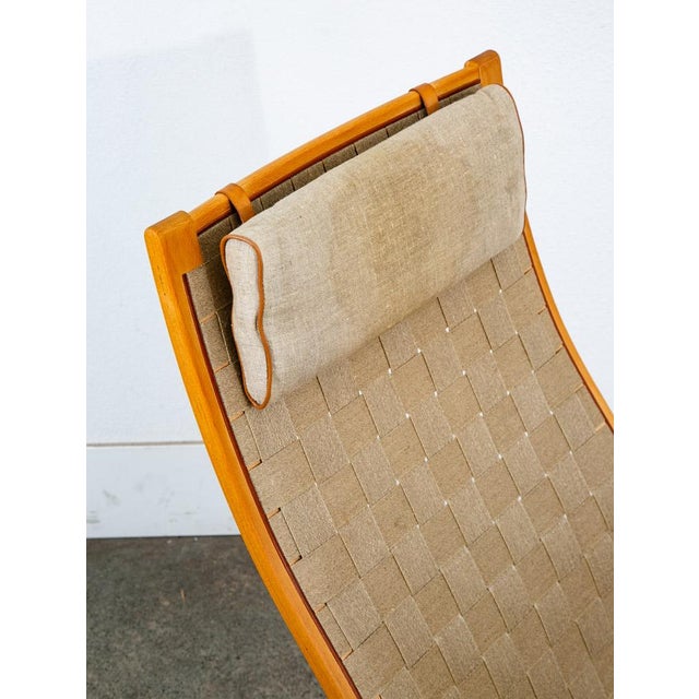 Wood 1960s Mid Century Danish Modern Lounge Chair Finn Ostergaard Canvas Sweden Ottoman Mid-Century Modern For Sale - Image 7 of 11