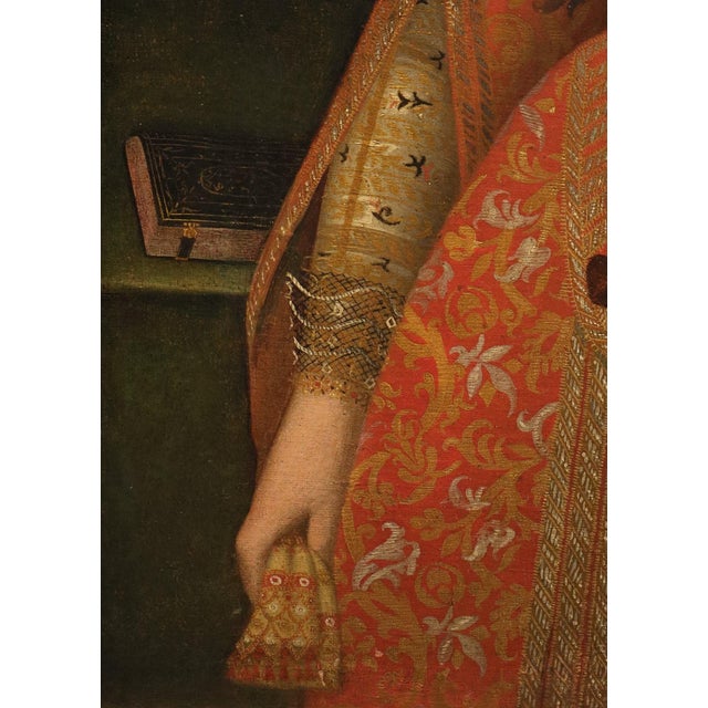 Workshop of Alonso Sanchez Coello, Portrait of a Noblewoman, 17th Century, Oil Painting on Canvas For Sale - Image 12 of 16