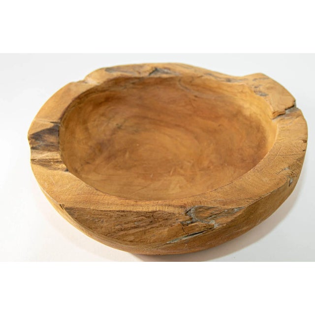 Vintage Organic Wood Root Bowl Natural Free Form Live Edge Sculptural Teak Bowl For Sale - Image 13 of 13