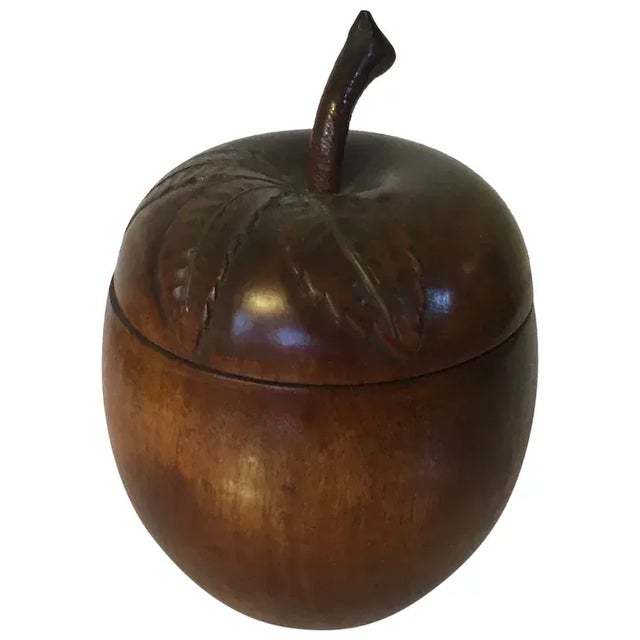 Vintage English Art Deco Mahogany Apple Form Tea Caddy Box For Sale - Image 12 of 12