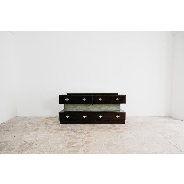 Modernist Cubic Chest of Drawers in Wood Veneer and Glass,1980s For Sale - Image 4 of 15