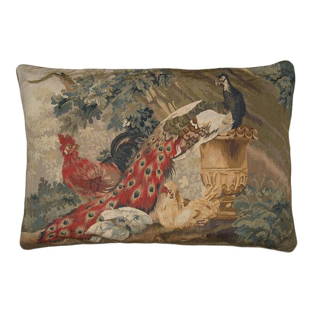 Aubusson Peacock & Rooster Throw Pillow Chairish