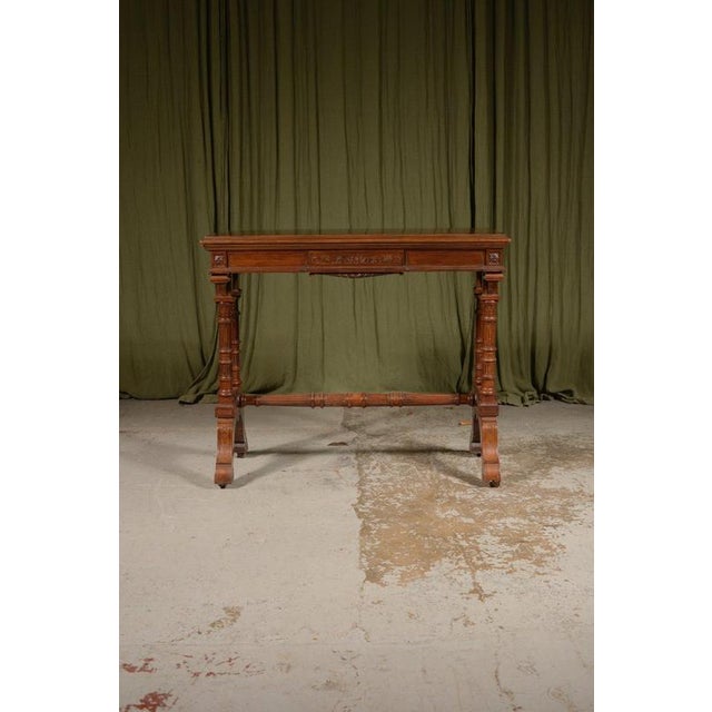 Aesthetic Movement Architectural Figured Mahogany Console / Card Table from William Walker & Sons, London, 1870s For Sale - Image 4 of 10