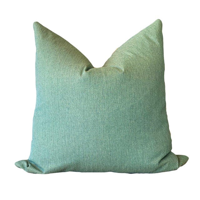 Outdoor Aquamarine Herringbone Pillows a Pair Chairish