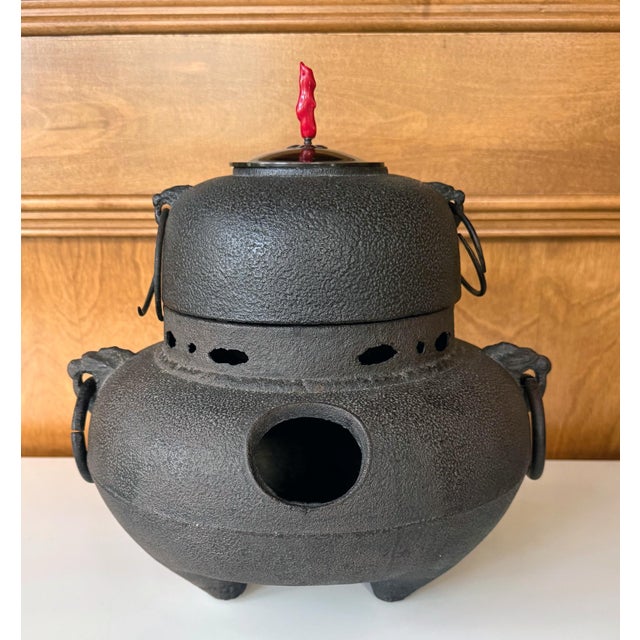 Japanese Fine Japanese Cast Iron Chagama Set for Tea Ceremoney For Sale - Image 3 of 16