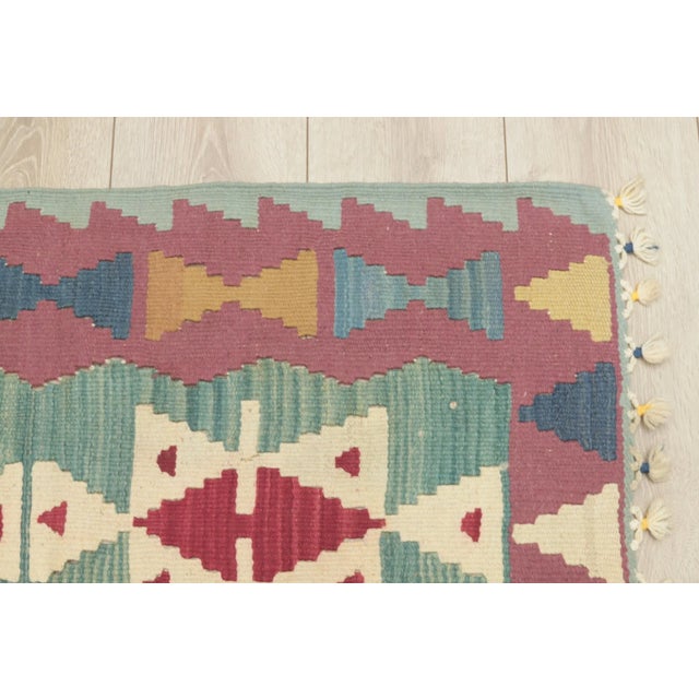 Green 1960s Vintage Hand Knotted Kilim Rug For Sale - Image 8 of 12