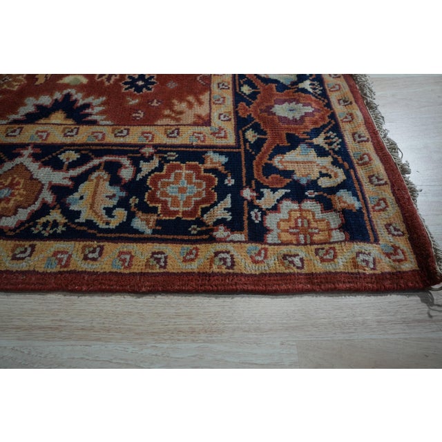 Rust Red Oriental Floral Hand-Knotted Wool Rug 6x9 For Sale - Image 4 of 8