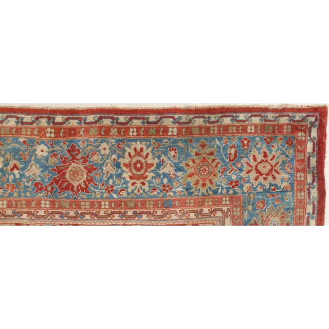 Antique Persian Sultanabad Carpet, Handmade Oriental Rug, Red, Light Blue & Gold For Sale - Image 16 of 18