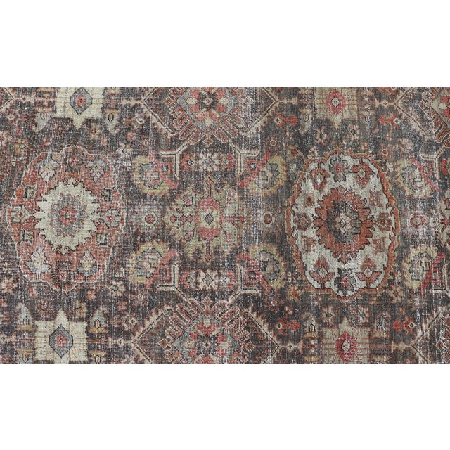 Antique Persian Sultanabad Gallery With Floral Design in Lt. Blue, Gray & Red For Sale - Image 11 of 13
