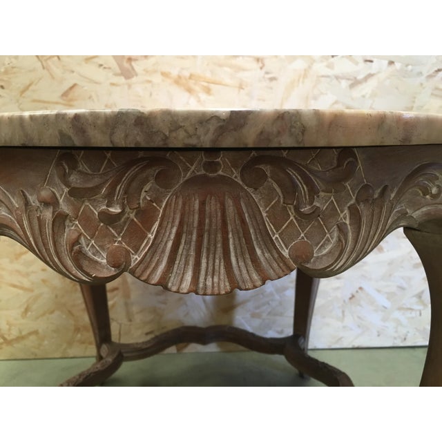 20th Mariano Garcia Spanish Side Table With Siena Marble and Carved Base For Sale In Miami - Image 6 of 11
