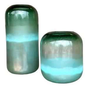 Vintage Contemporary Art Glass Ombre Vases - Set of 2