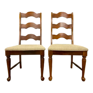 Vintage Broyhill French Style Ladderback Dining Chairs - Pair
