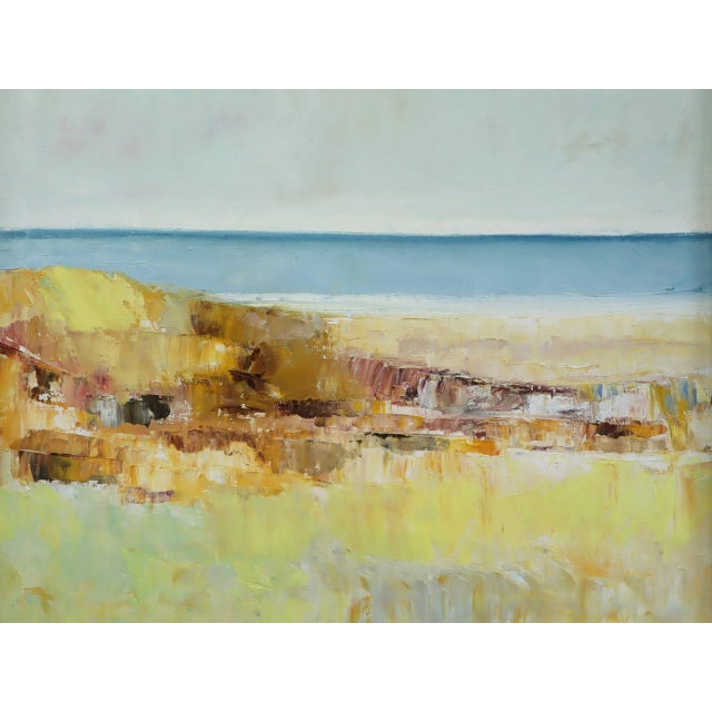 Mid-Century Modern 'Shoreline Light' Vintage Original Swedish Abstract Coastal Landscape Oil Painting, Framed For Sale - Image 9 of 12