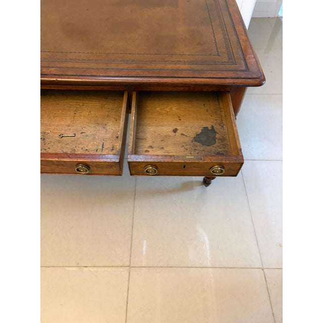 Antique Georgian Mahogany Partners Library Writing Desk with Leather Slide, 1800 For Sale - Image 11 of 18