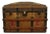 Antique Dome Top Travelling Trunk with Canadian Luggage Labels For Sale