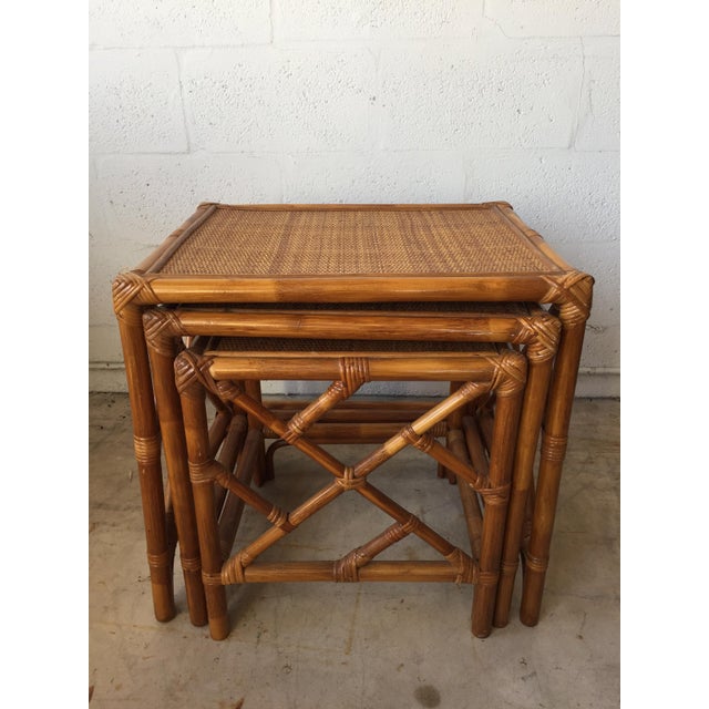 Vintage Rattan Nesting Tables Set of 3 Chairish