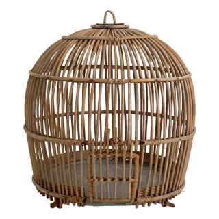 Vintage Rattan Birdcage, 1960s For Sale