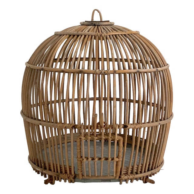 Vintage Rattan Birdcage, 1960s For Sale