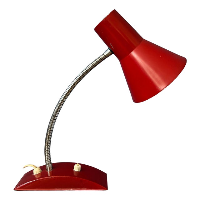 Vintage Space Age Red Flexible Table Lamp For Sale