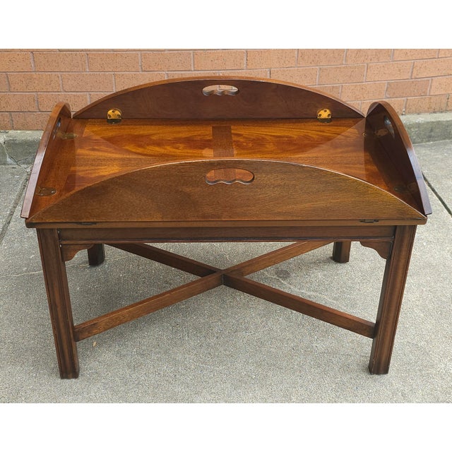 Wood Mid Century Crotch Mahogany Butler's Cocktail Table by Drexel For Sale - Image 7 of 11