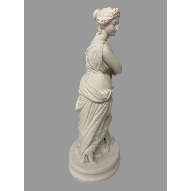 Ceramic Antique Victorian Parian Statue of a Classical Victorian Maiden For Sale - Image 7 of 9