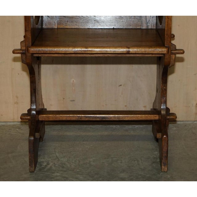 Set of Antique English Carved Oak Armchairs with Armorial Crest Coat of Arms, 1860 For Sale - Image 6 of 18